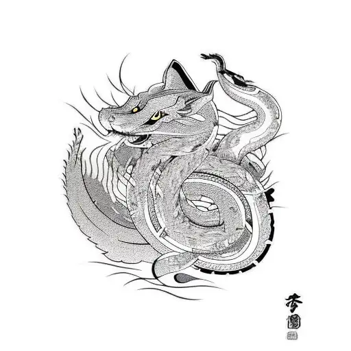 Floral Fineline Fullsleve With Seperat Snake And Fox