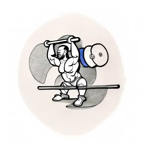 A Minimalist Tattoo Of A Weightlifter Lifting A Barbell With Gaming Symbols As Weights