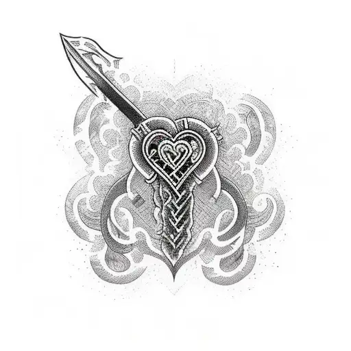 Heart Black Rise Tribal Sword