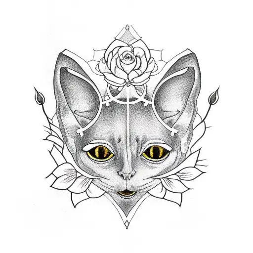 Sphinx Cat With Crown Roses
