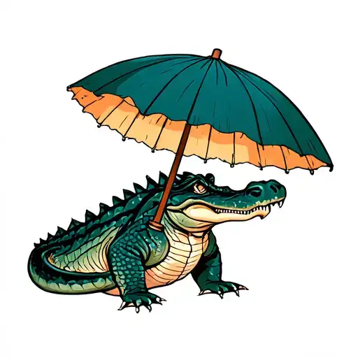 Crocodile With An Umbrella