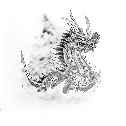 Dragao Japones Lutando Contra Um Samurai