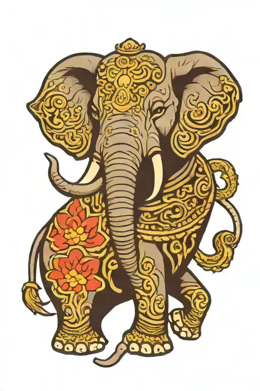Elephant Head Thailnd Flag Back Ground