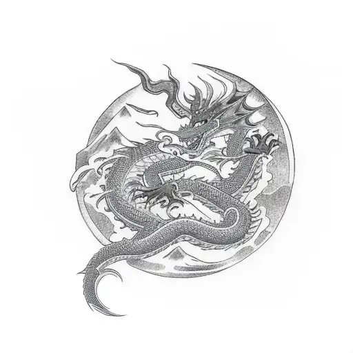 Dragon Sleep In The Mist Moutain