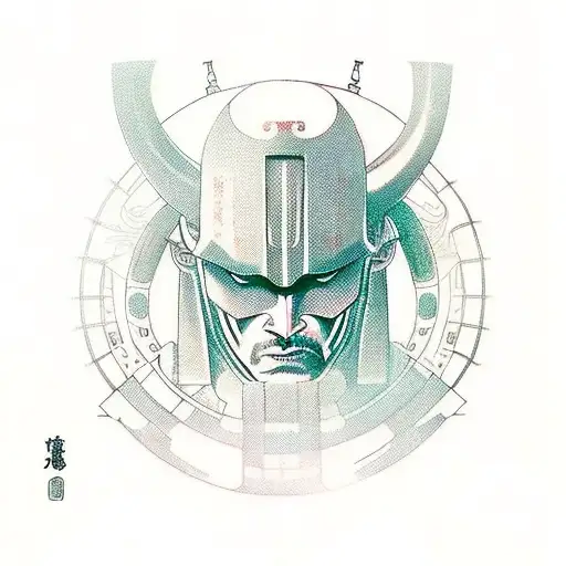 A Futuristic Samurai Warrior Driving A Sleek Alien Spaceship