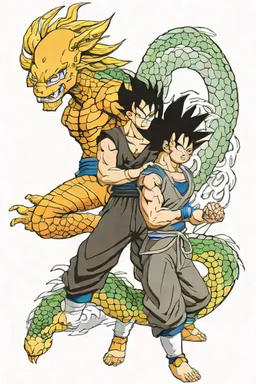 Goku And Vegeta With Shenron Dragon Ball
