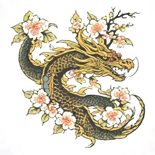 Cherry Blossom With A Dragon
