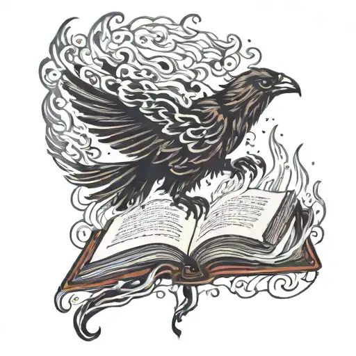 Flames Turning Into A Crow Flying Up Out Of Ooen Burning Burning Book In A Fire