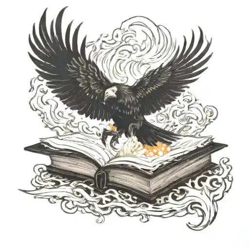 Flames Turning Into A Crow Flying Up Out Of Ooen Burning Burning Book In A Flames