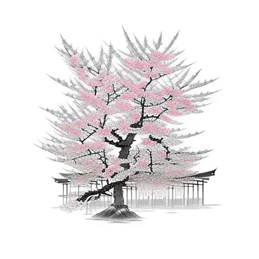 Sakura Tree Plus Sakura Flowers Plus Edo Japanese Age