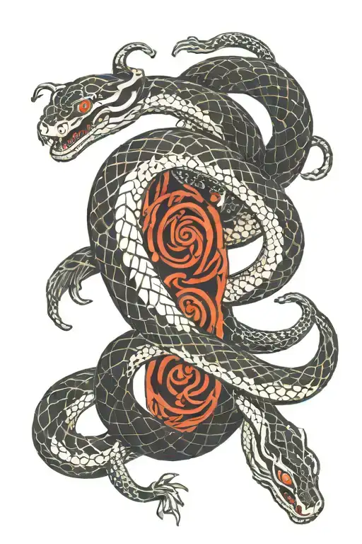 Snake Making The Infinite Symbole And The Ouroboros