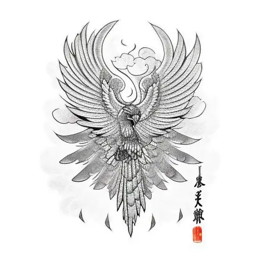 Hawk With Phoenix Wings And Tail