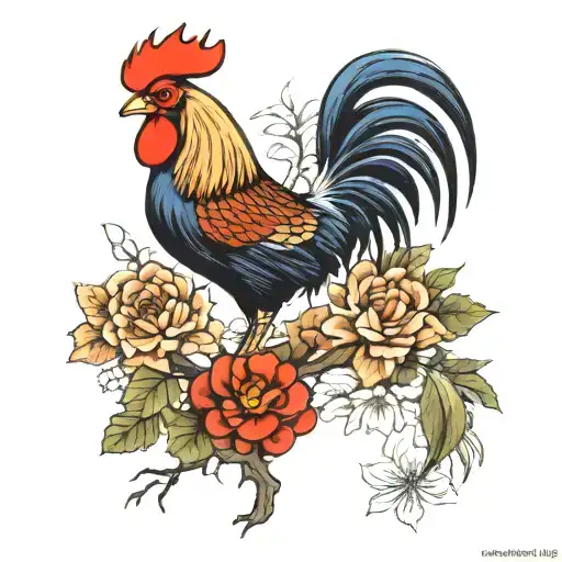 Rooster And Wood
