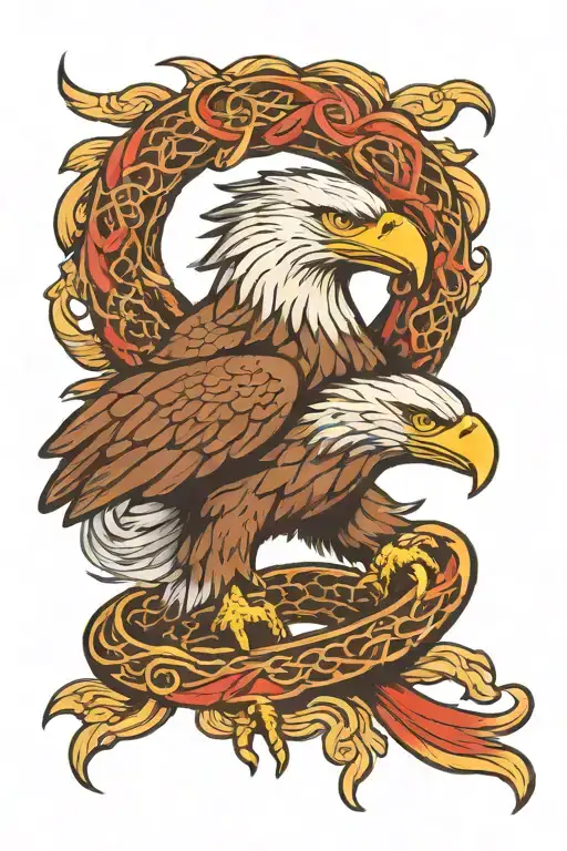 Eagle Fighting Snake Intertwined