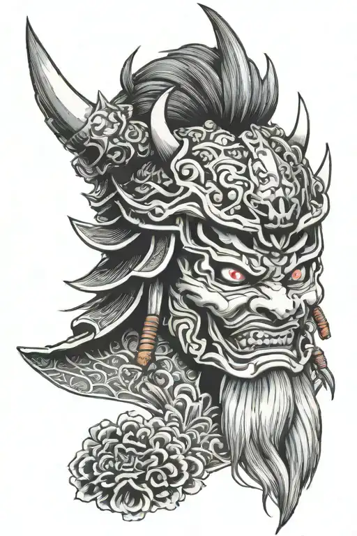 Oni With Samurai Warrior Helmet