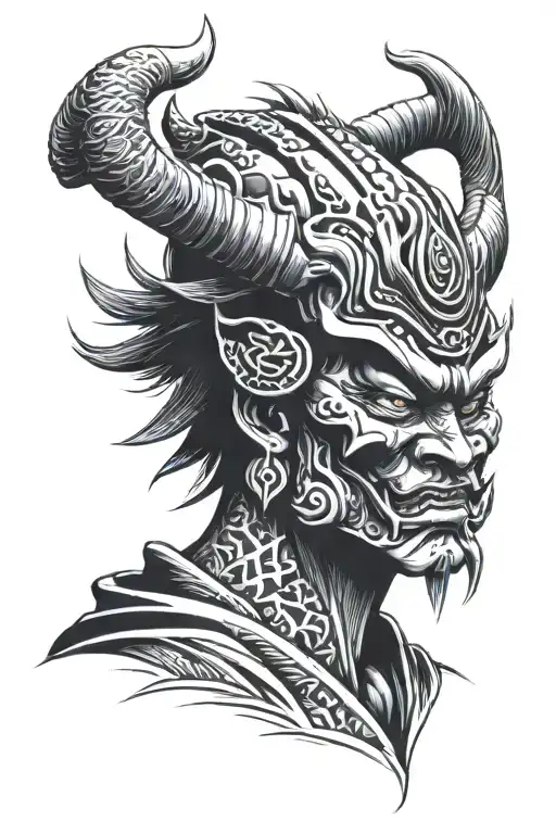 Oni With Samurai Warrior Helmet