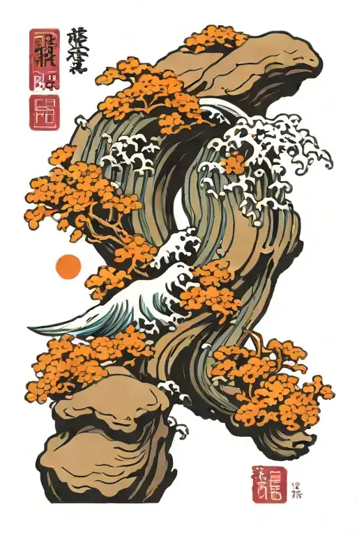 Simple Chinese To Go Box With The Great Wave On The Side