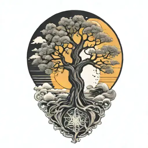 Tree Of Life And Sun And Moon