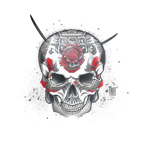 Katana Bleeding On A Skull