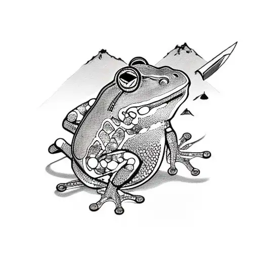 A Frog With A Coin In His Hands Fights Off A Robber With A Knife