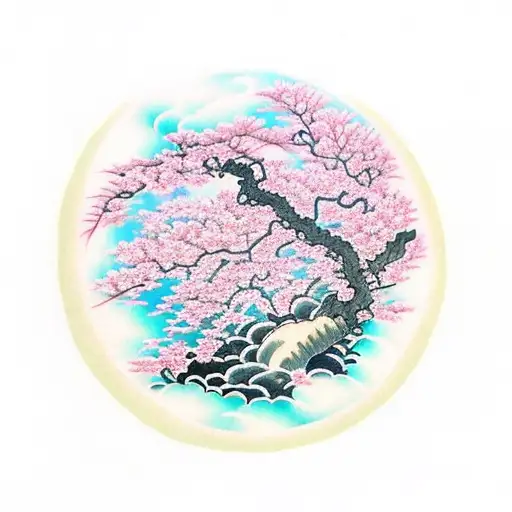 Japanese Cherry Blossom On A New Moon Night For Arms