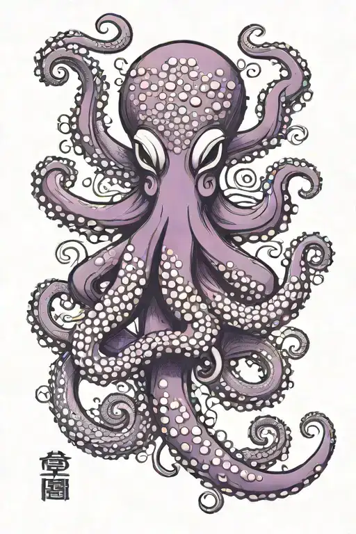 Purple Red Octopus Mythical Style 3D