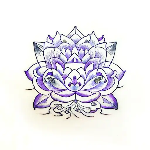 Purple Lotus Flower White Snake Butterfly
