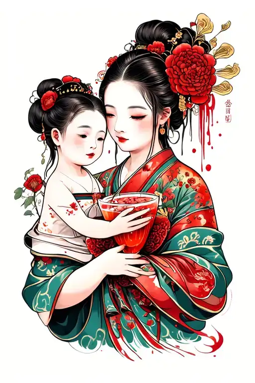 Bloody Mary Holding Child