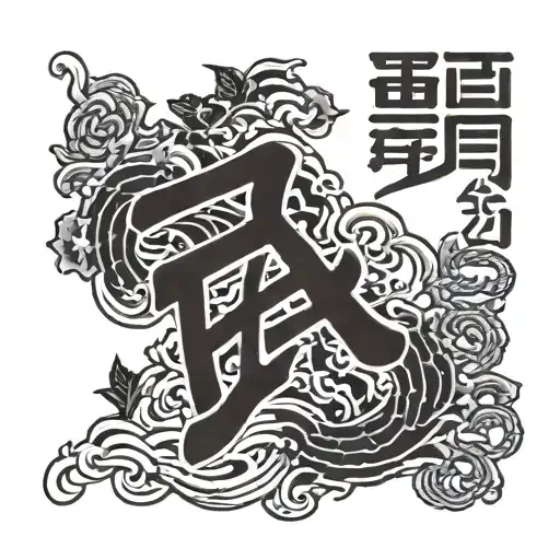 Japanese Runes Like A Vine Growing