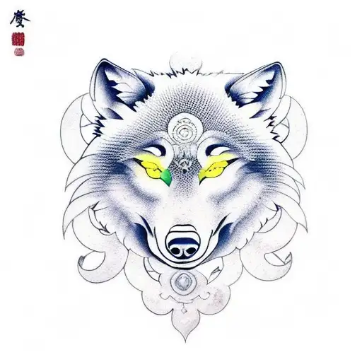 Wolf With Yin And Yang