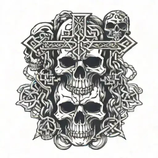 Chains Skulls Celtic Cross