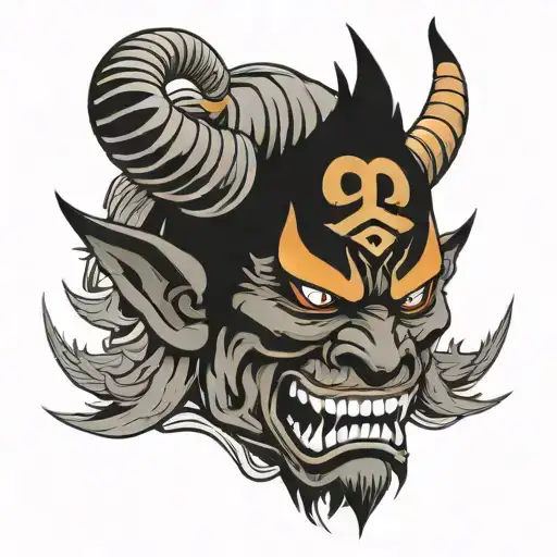 Oni Mask With Number 28 On His Forehead Written With Bleach Font