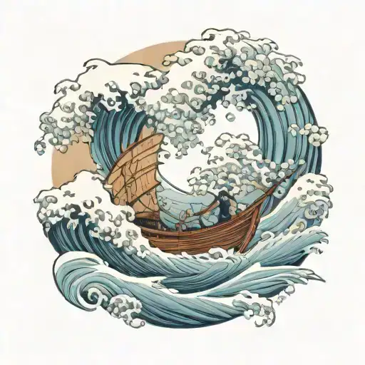 Great Wave Kanagawa Ship And Kraken