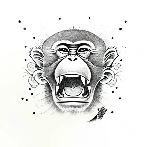 Cute Monkey With Abdominal Scars