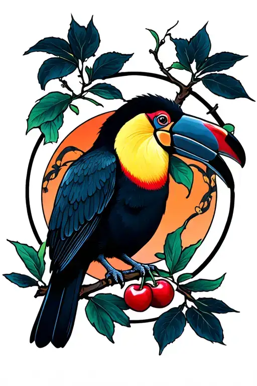 Japan Cherry Toucan In A Circle