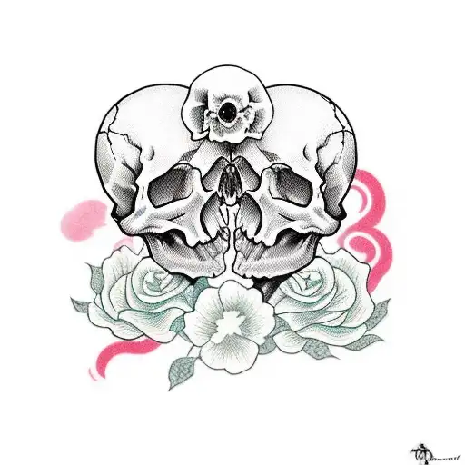 Girl Kissing Skull