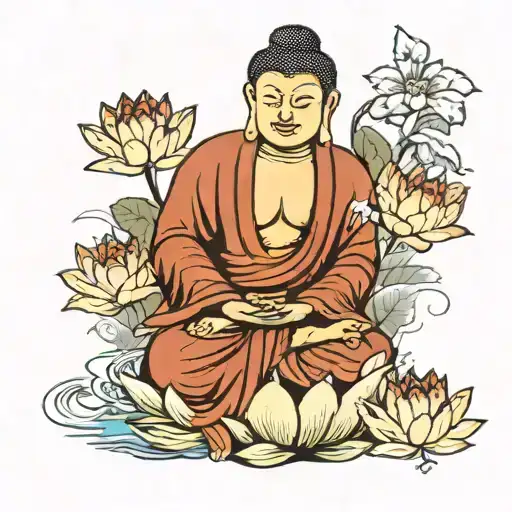 Buddha Sitting On Lotus Flower