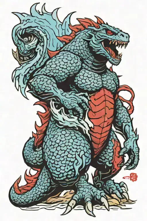 Godzilla Ice Blue Brutal Evil Red Attack Denon Kaiju