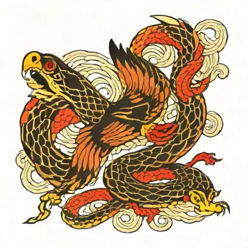 Hawk Swooping Up Snake