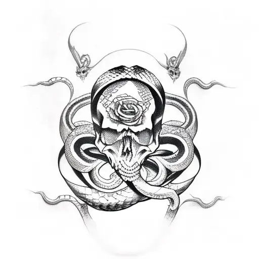 Snake With Skulls Anda Espinas