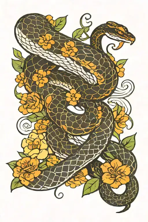 Snake With Flowers
