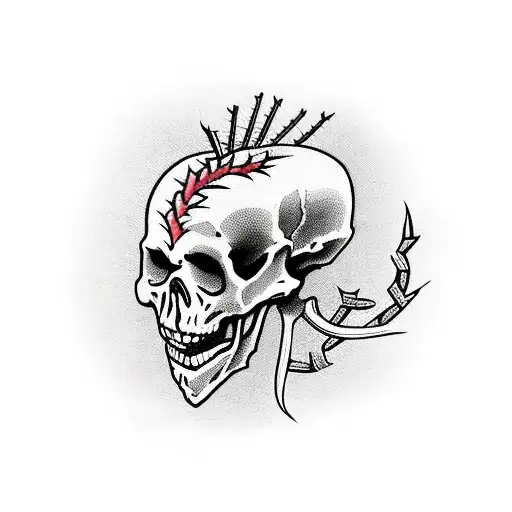 Skeleton With Thorns Coming Out Of His Body