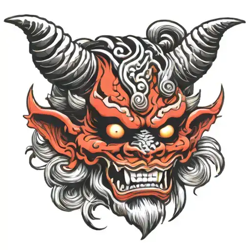 Red Moon Oni Demon Mask