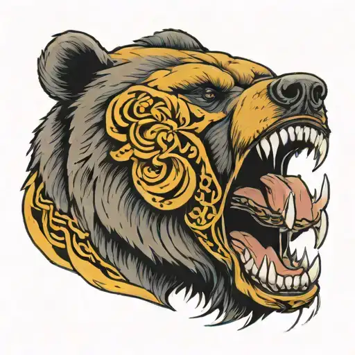 Bear Muzzle With Open Mouth Wide Open