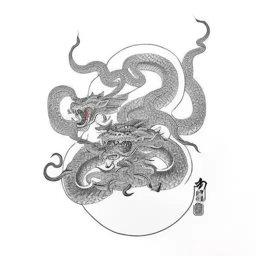 Foo Dog Fighting A Snake