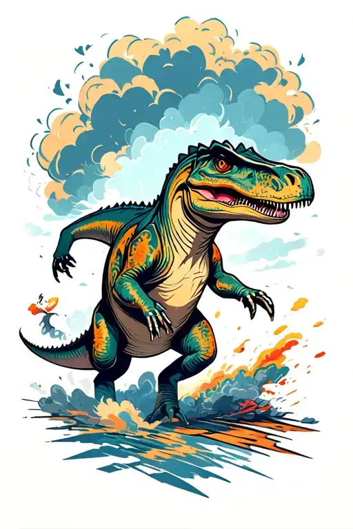 Cartoon Anklyosaurus Running From An Explosion