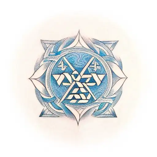 Valknut Symbol With Deer In Front