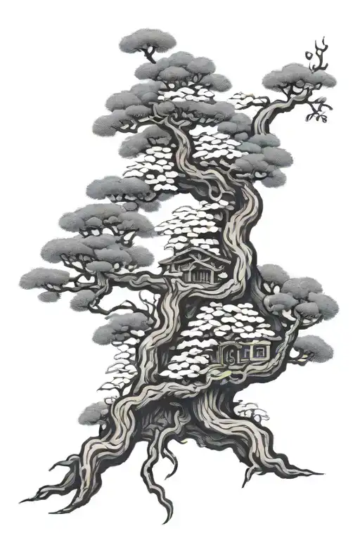 Tree With Intricate Blackwork