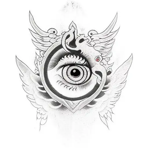 Bloody Angel Gravestone With An Eye Above It