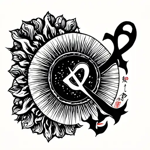 Chinese Style Sun With A Ankh Charm In The Middle